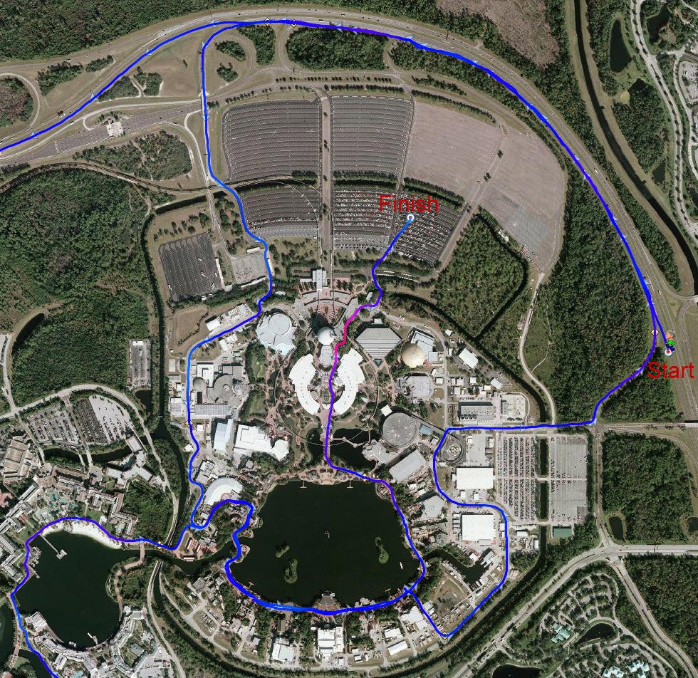 Disney 2010 D2 0417.jpg - January 9-11, 2010 Disney World Florida. Went to run the marathon. Sunday 5:40 AM start the race! Finish, go take a hot shower! Paul drove us over to Kennedy Space Center. Then buffet at Animal Kingdom for dinner!